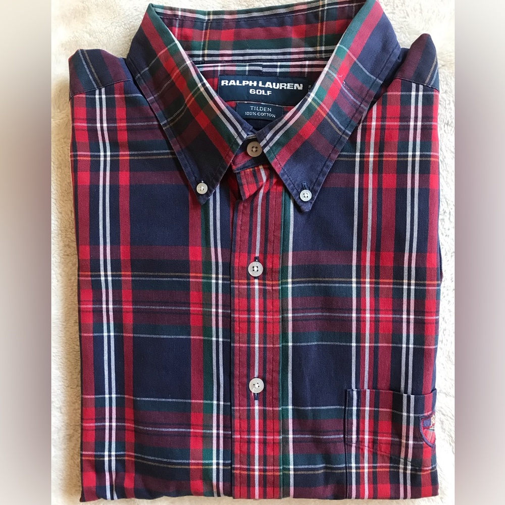 Ralph Lauren Golf Tilden Plaid Shirt - Red, Blue, and Green
